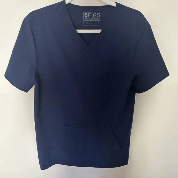 Figs Technical Collection Navy V-neck Pocket Pacora Bonded Scrub Top Small - Picture 7 of 7